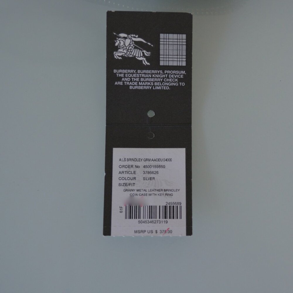 NWT  BURBERRY GRAINY LEATHER COIN CASE WITH KEY RING - Picture 5 of 5